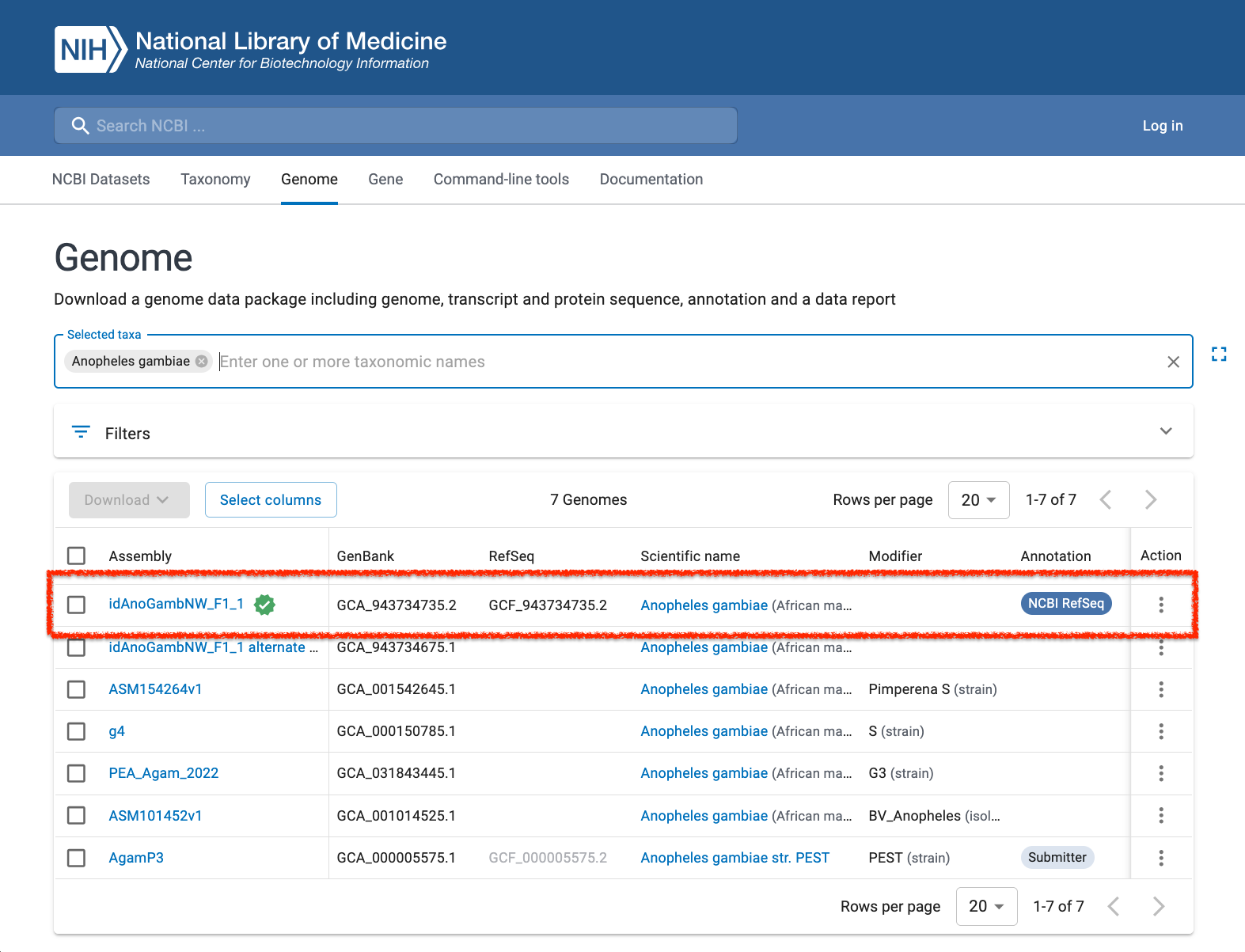 NCBI reference assembly